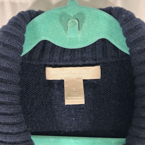 Banana Republic Extra Fine Merino Wool Jacket Women's Small Blue Button Up - Picture 5 of 7